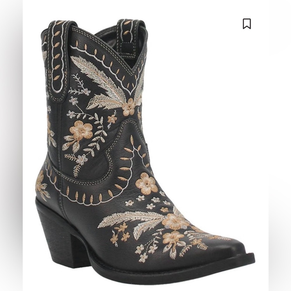 DINGO PRIMROSE EMBROIDERED FLORAL WESTERN BOOTIES Boots Rodeo Leather Sz 10 NEW